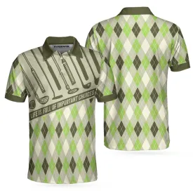 Life Is Full Of Important Choices Men Polo Shirt, Argyle Pattern Golf Shirt For Men Coolspod