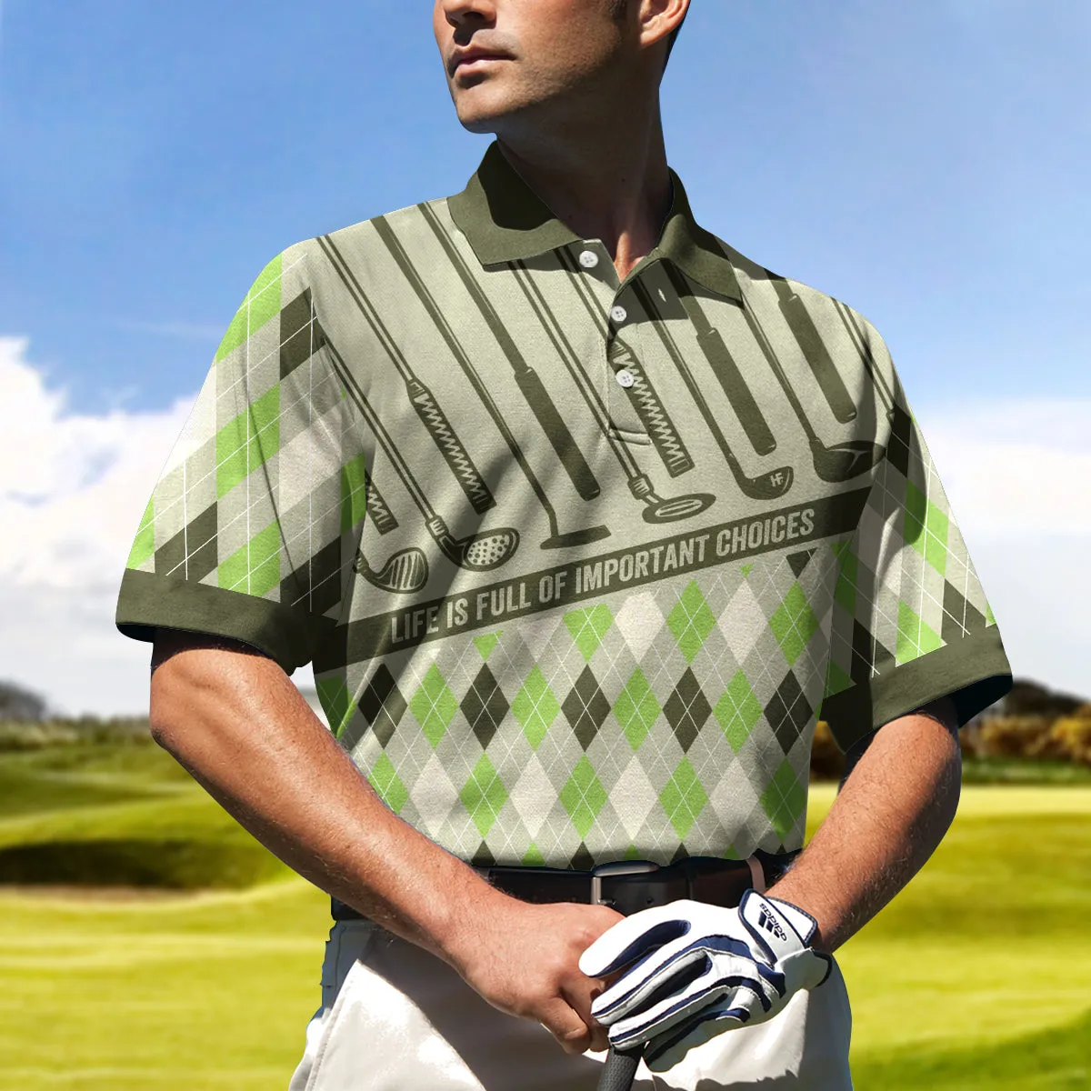 Life Is Full Of Important Choices Men Polo Shirt, Argyle Pattern Golf Shirt For Men Coolspod