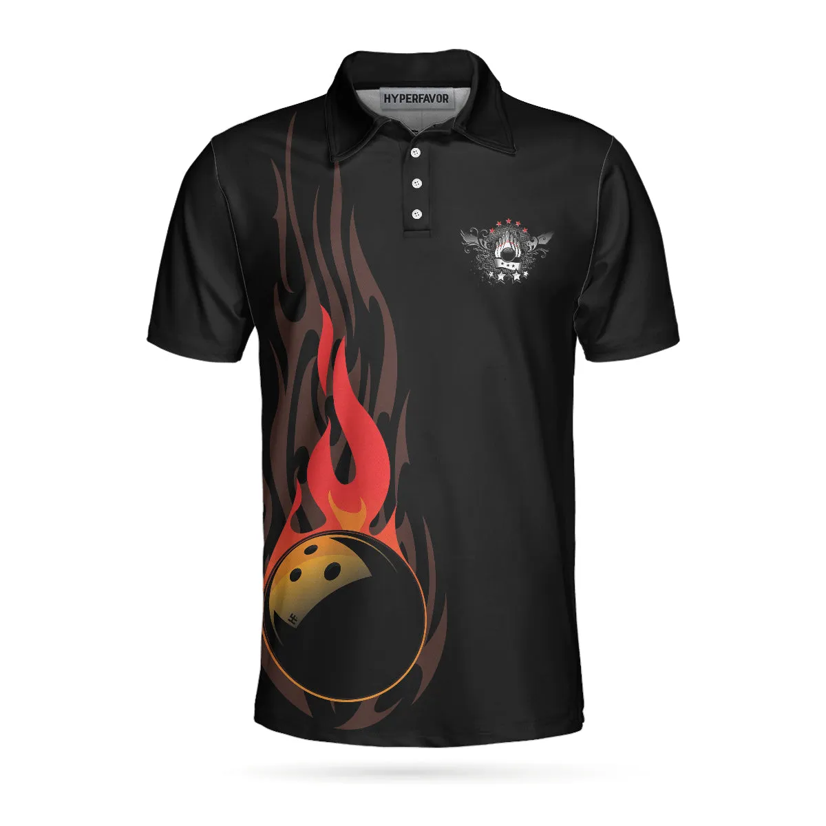 Life Is Like Bowling Keep Your Eyes On The Balls Bowling Polo Shirt, Black Flame Bowling Ball Polo Shirt For Men Coolspod