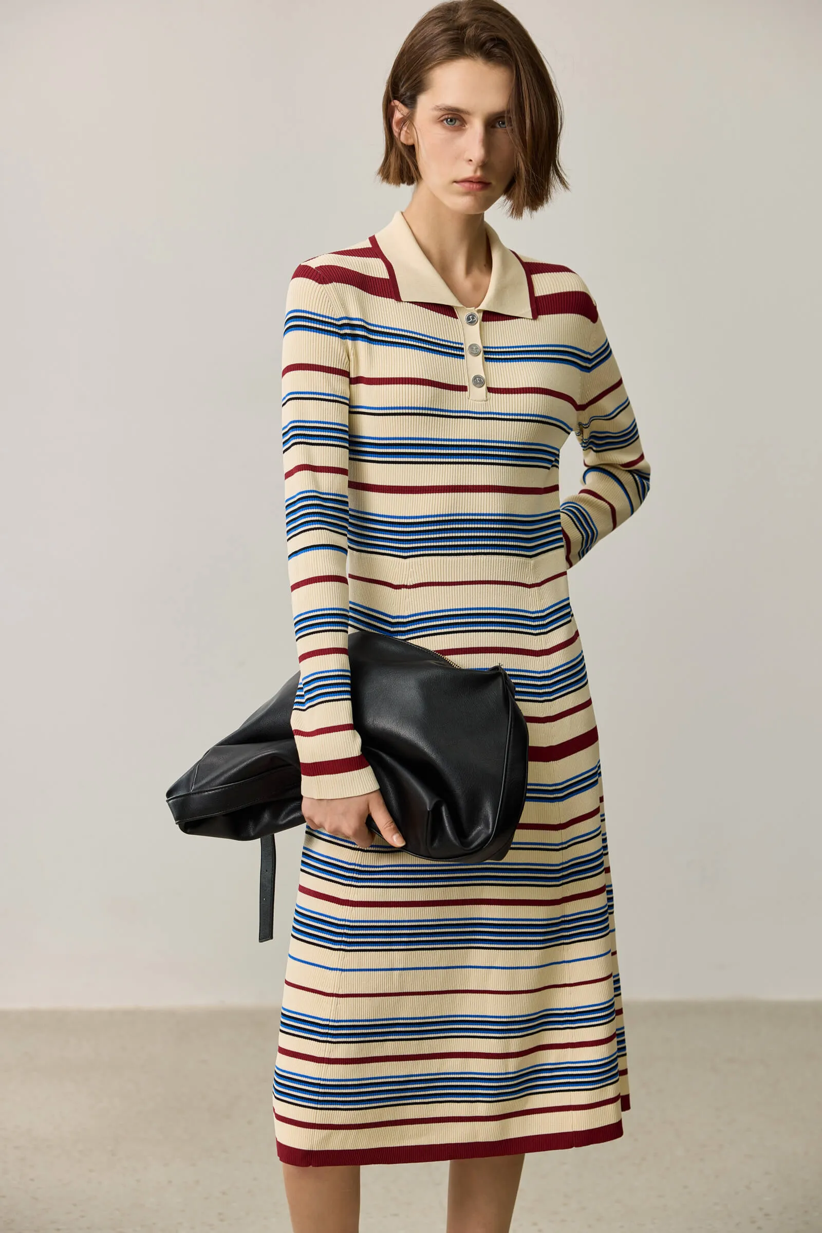 LILY Colorblock Striped Knit Dress