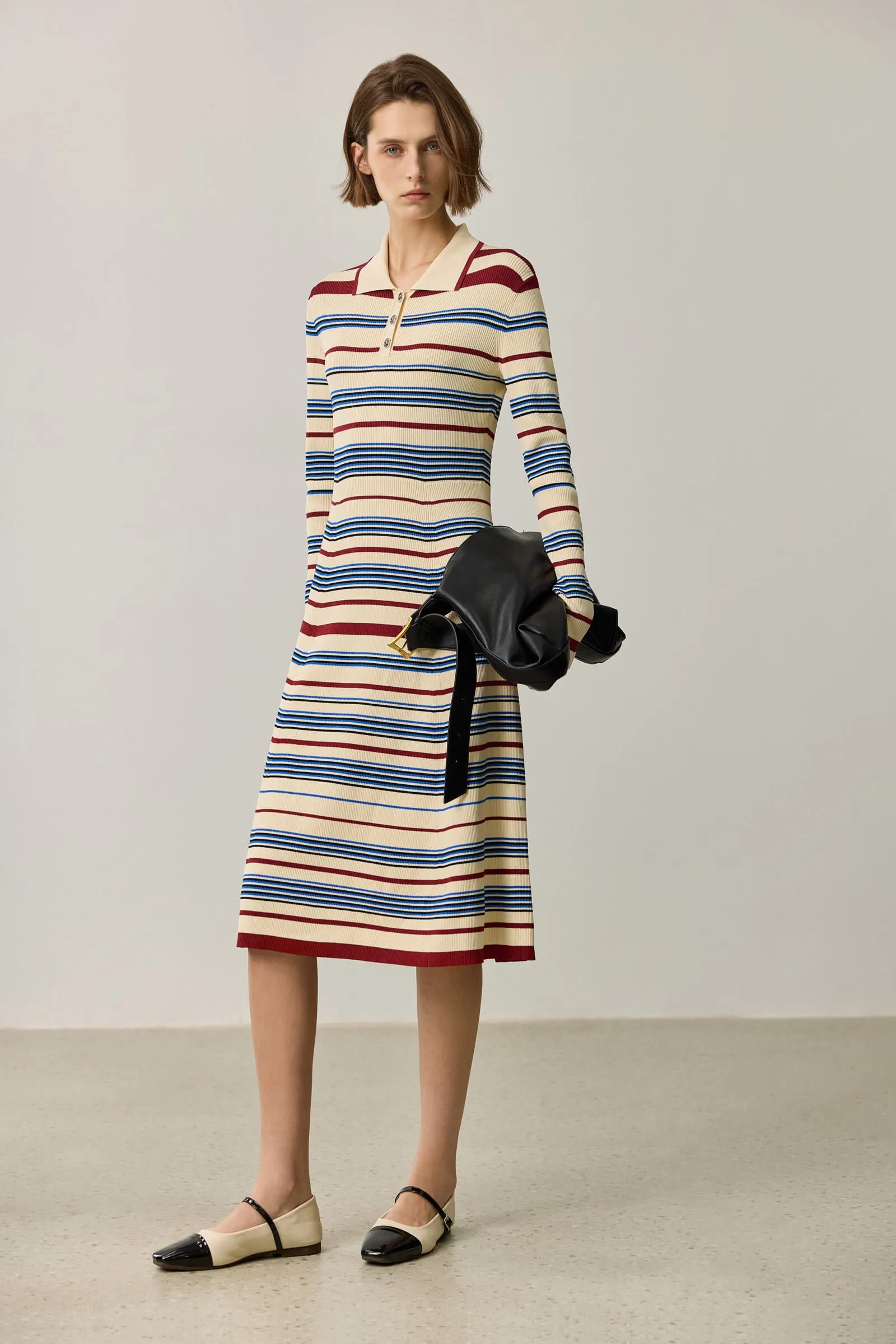 LILY Colorblock Striped Knit Dress