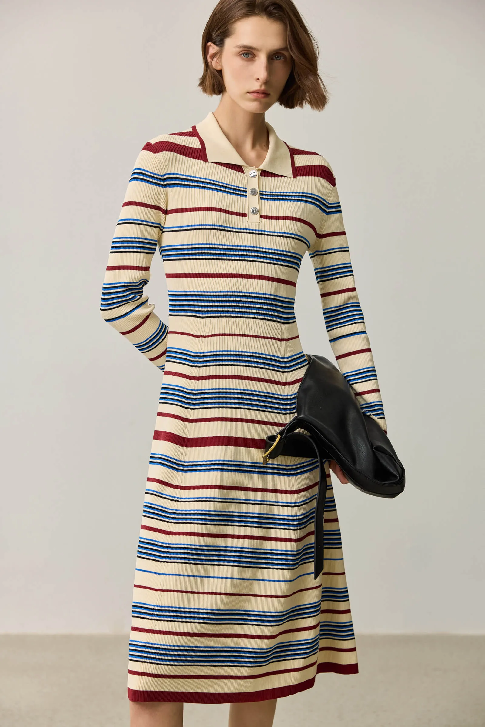 LILY Colorblock Striped Knit Dress