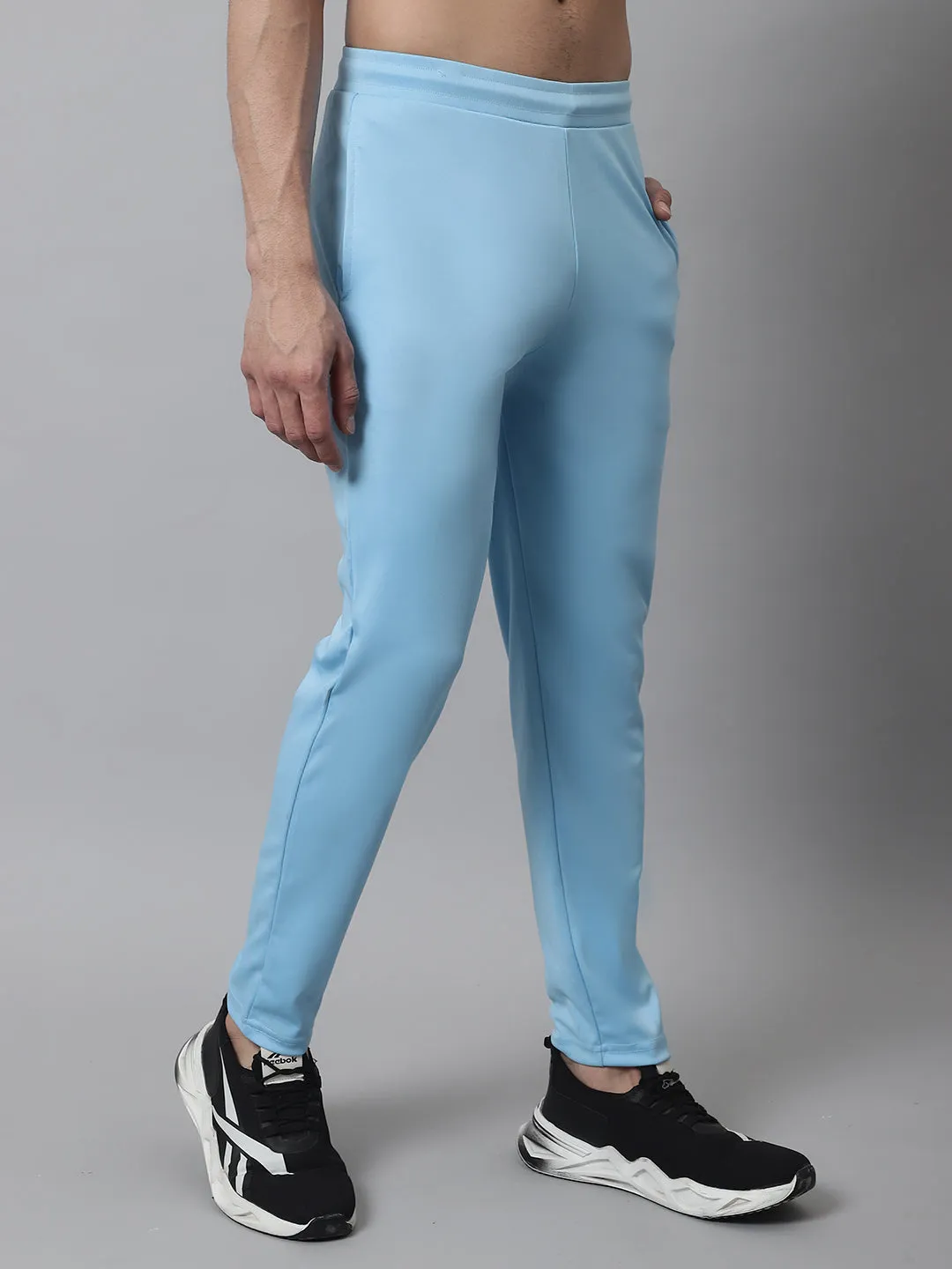 Men'S Sky Blue Solid Streachable Lycra Trackpants