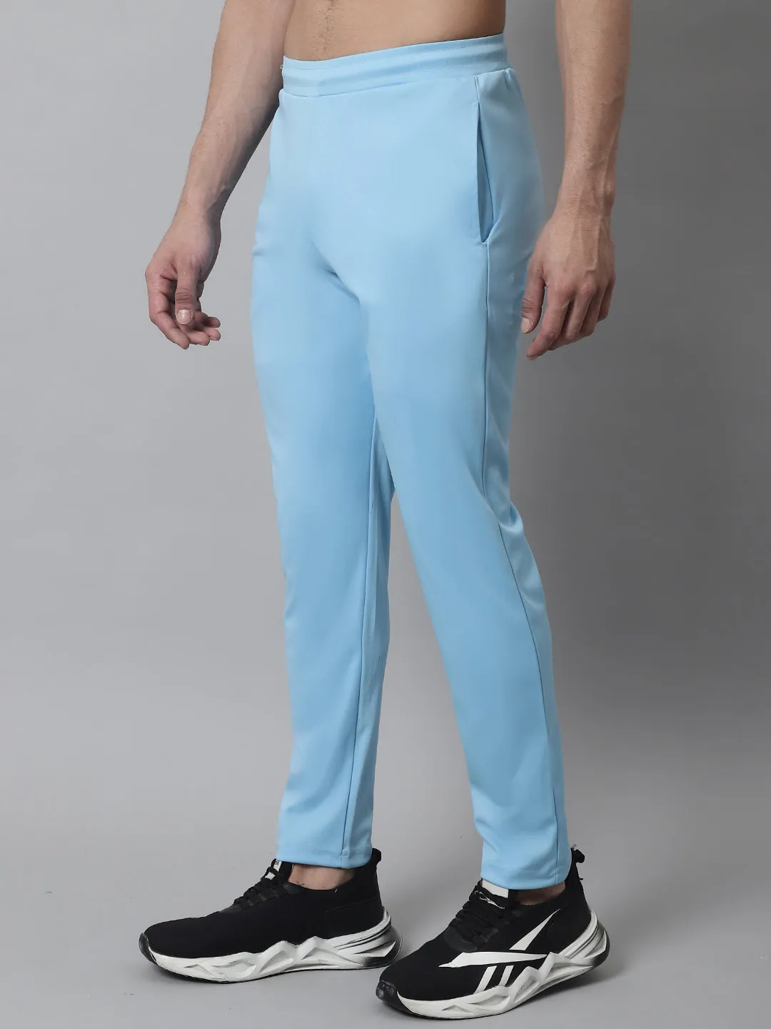 Men'S Sky Blue Solid Streachable Lycra Trackpants