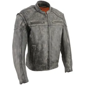 Milwaukee Leather MLM1509 Men's Distressed Brown ‘2 in 1’ Leather Jacket with Zip-Off Sleeves