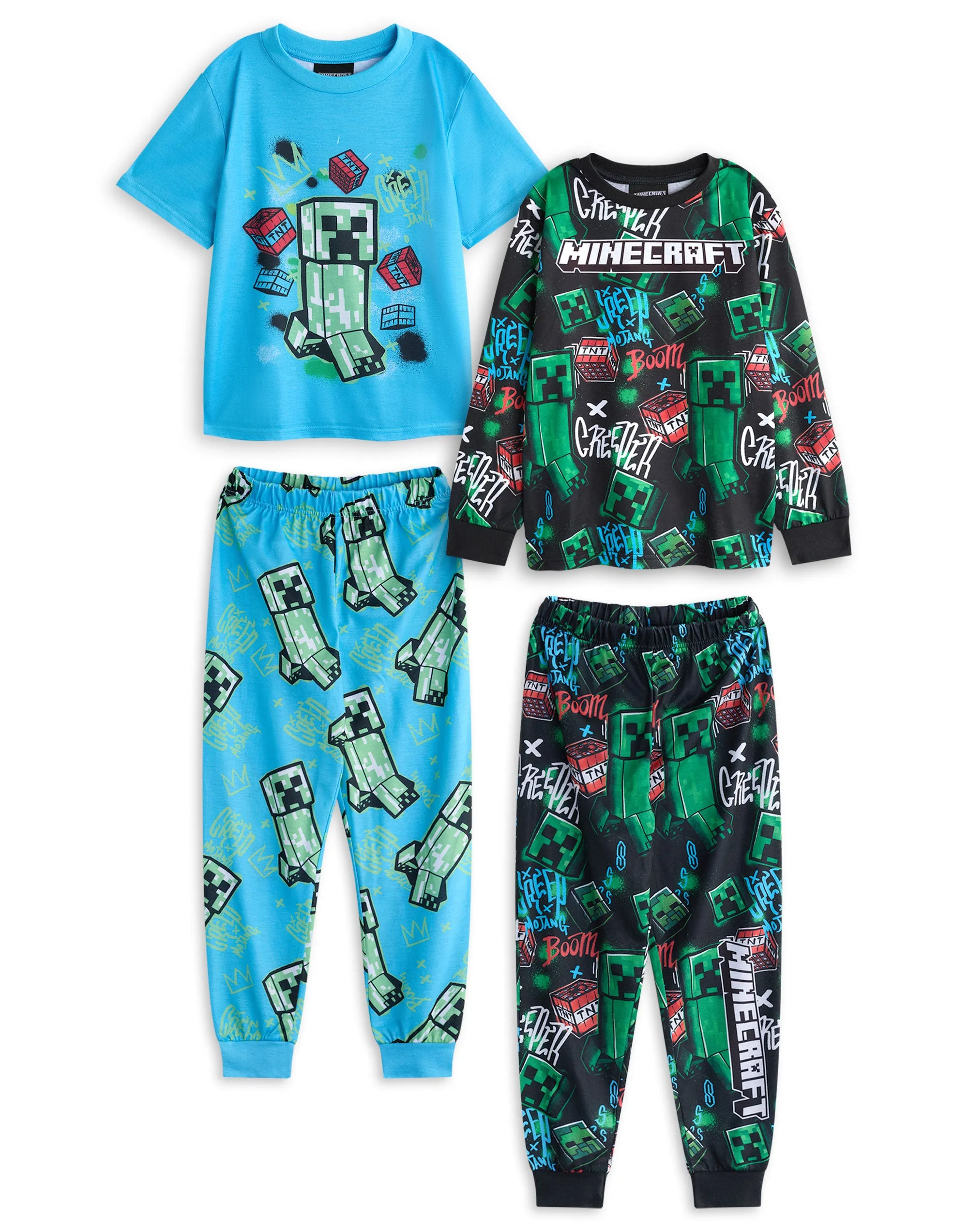 Minecraft Creeper Boys Pack of 2 Long Leg Pyjamas