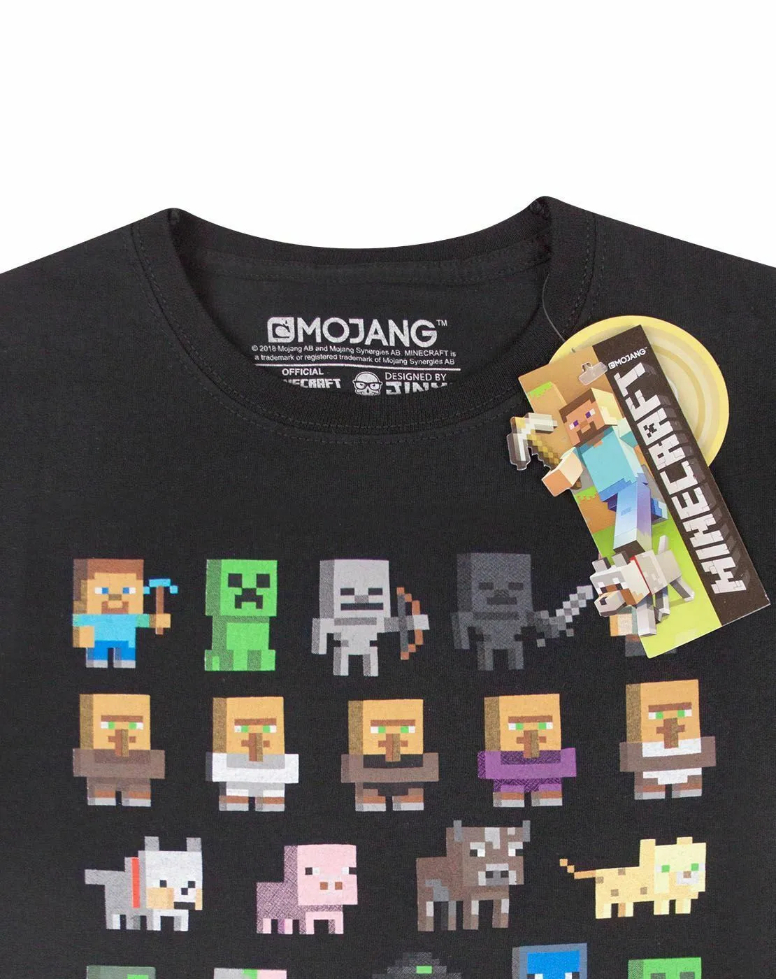 Minecraft Sprites Boys Black Short Sleeved T-Shirt