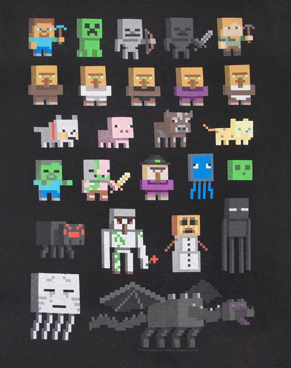 Minecraft Sprites Boys Black Short Sleeved T-Shirt