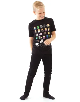 Minecraft Sprites Boys Black Short Sleeved T-Shirt