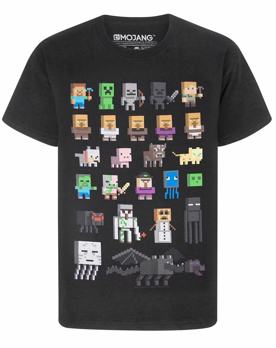 Minecraft Sprites Boys Black Short Sleeved T-Shirt