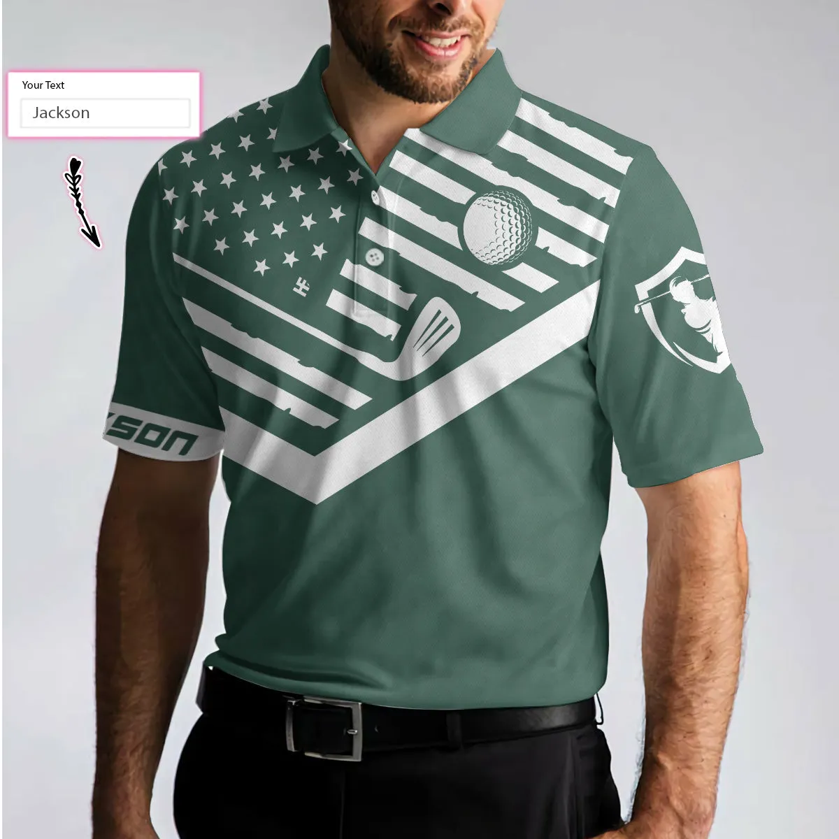 My Green Jacket Is In The Wash Custom Polo Shirt, Personalized Forest Green American Flag Golf Shirt For Men Coolspod