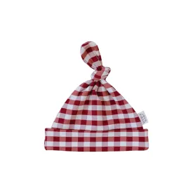 Newborn Knot Hat, Red Gingham