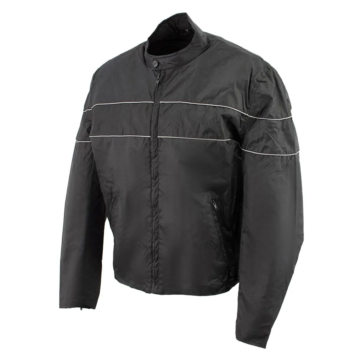 NexGen HW212102 Men's Black Nylon-Textile Vented Moto Jacket with Reflective Piping