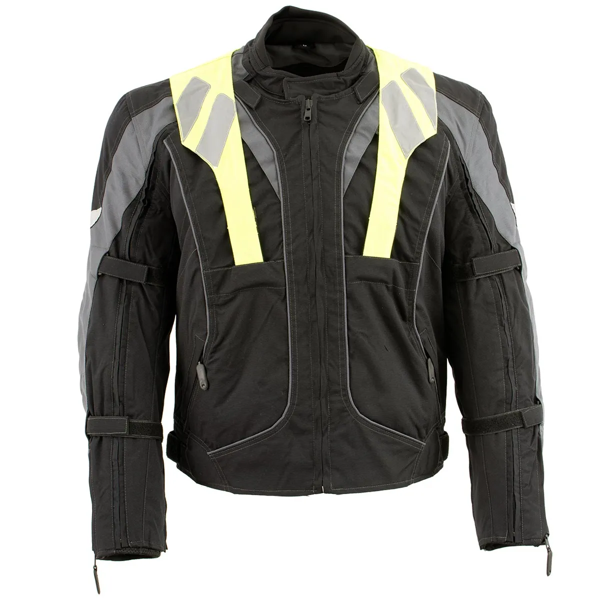 NexGen SH2325 Men's Armored Two in One Textile and Mesh Racing Jacket with Retractable Hi Viz Protection