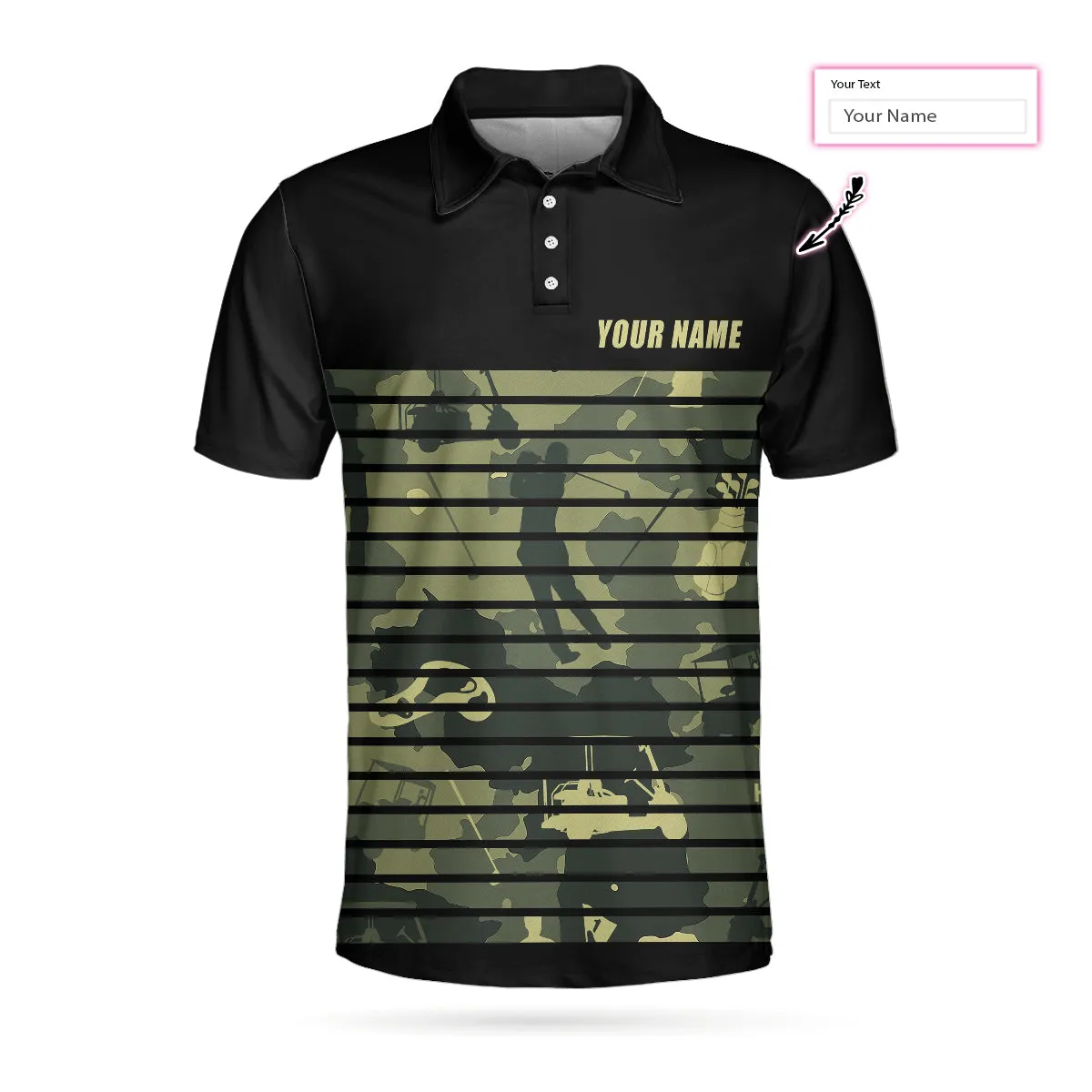 Personalized Golfing Camouflaged Fore Custom Polo Shirt, Golfing Horizontal Stripes Polo Shirt, Camo Golf Shirt For Men Coolspod