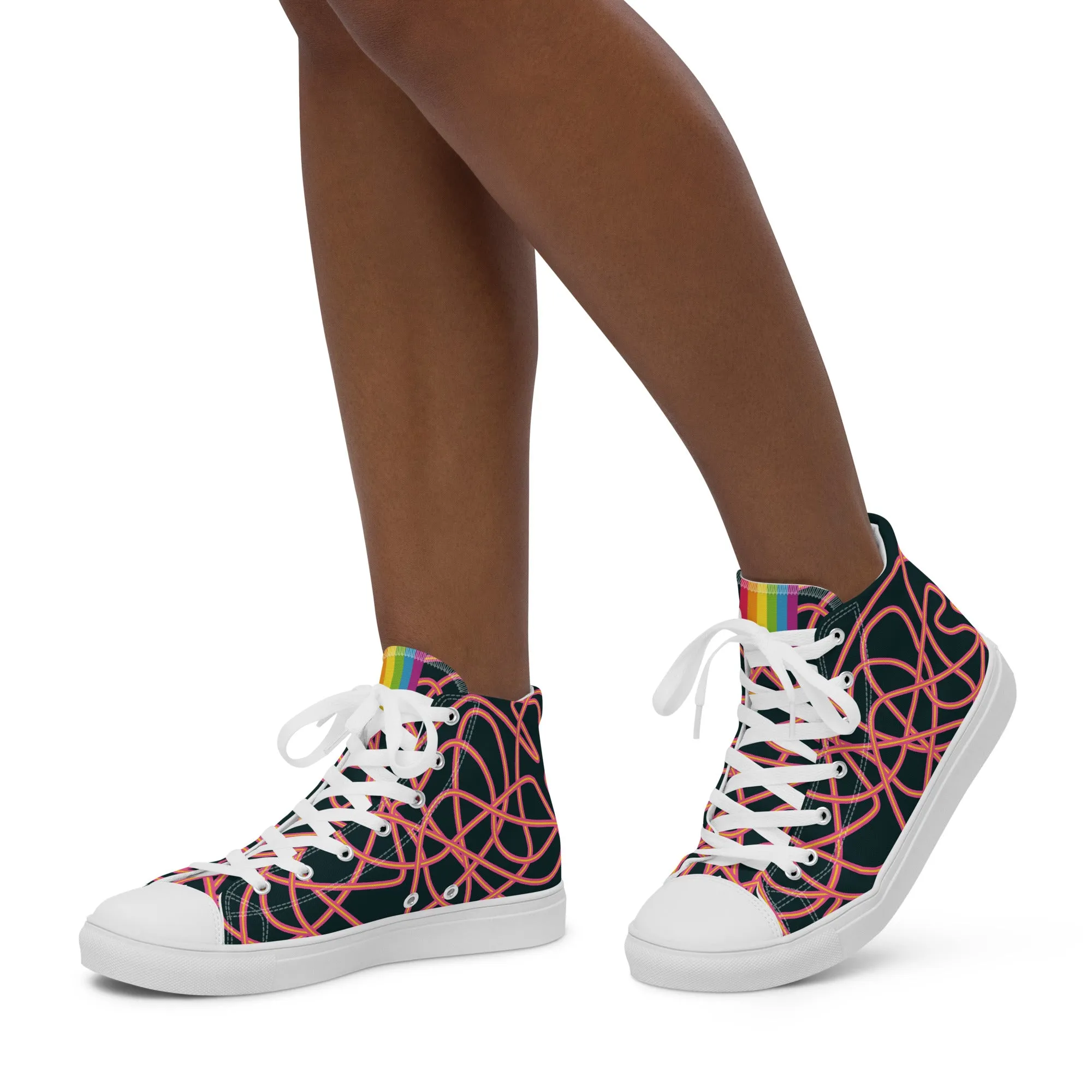 Pink Neon Squiggles High Top Trainers (female sizes)