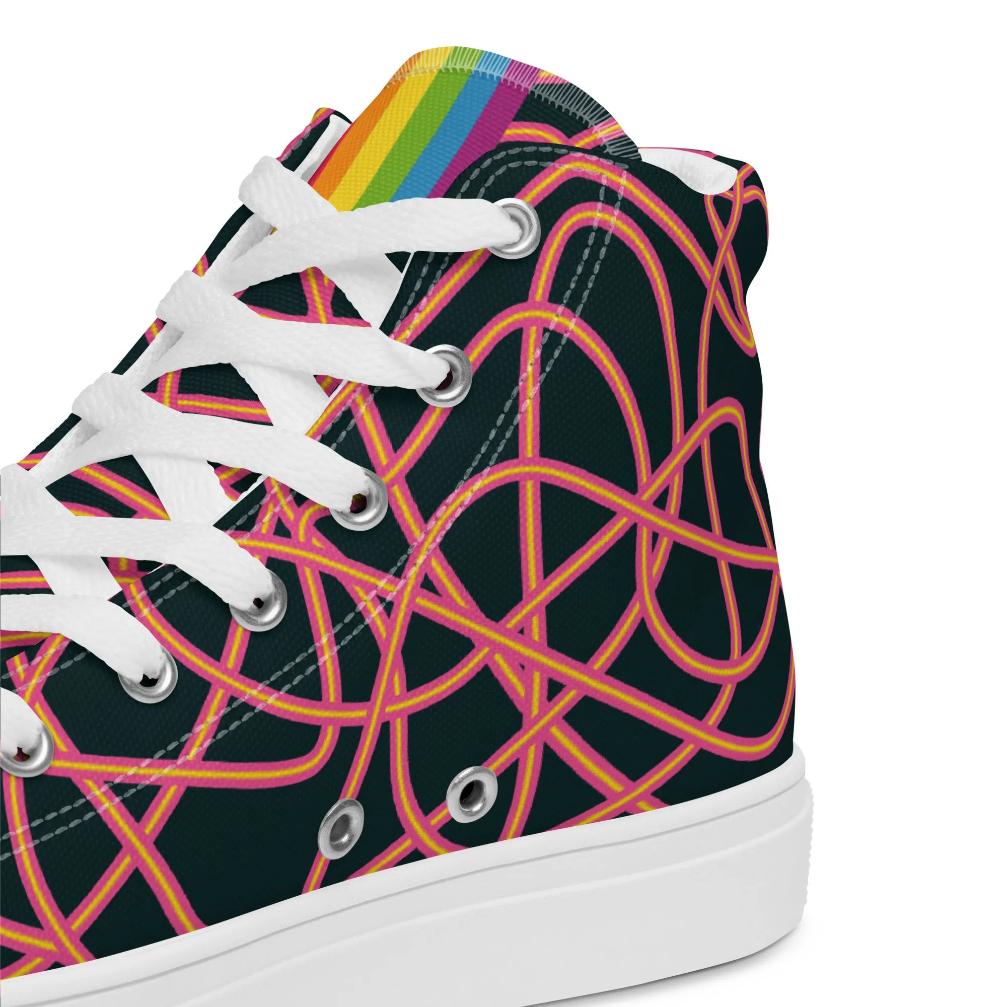 Pink Neon Squiggles High Top Trainers (female sizes)