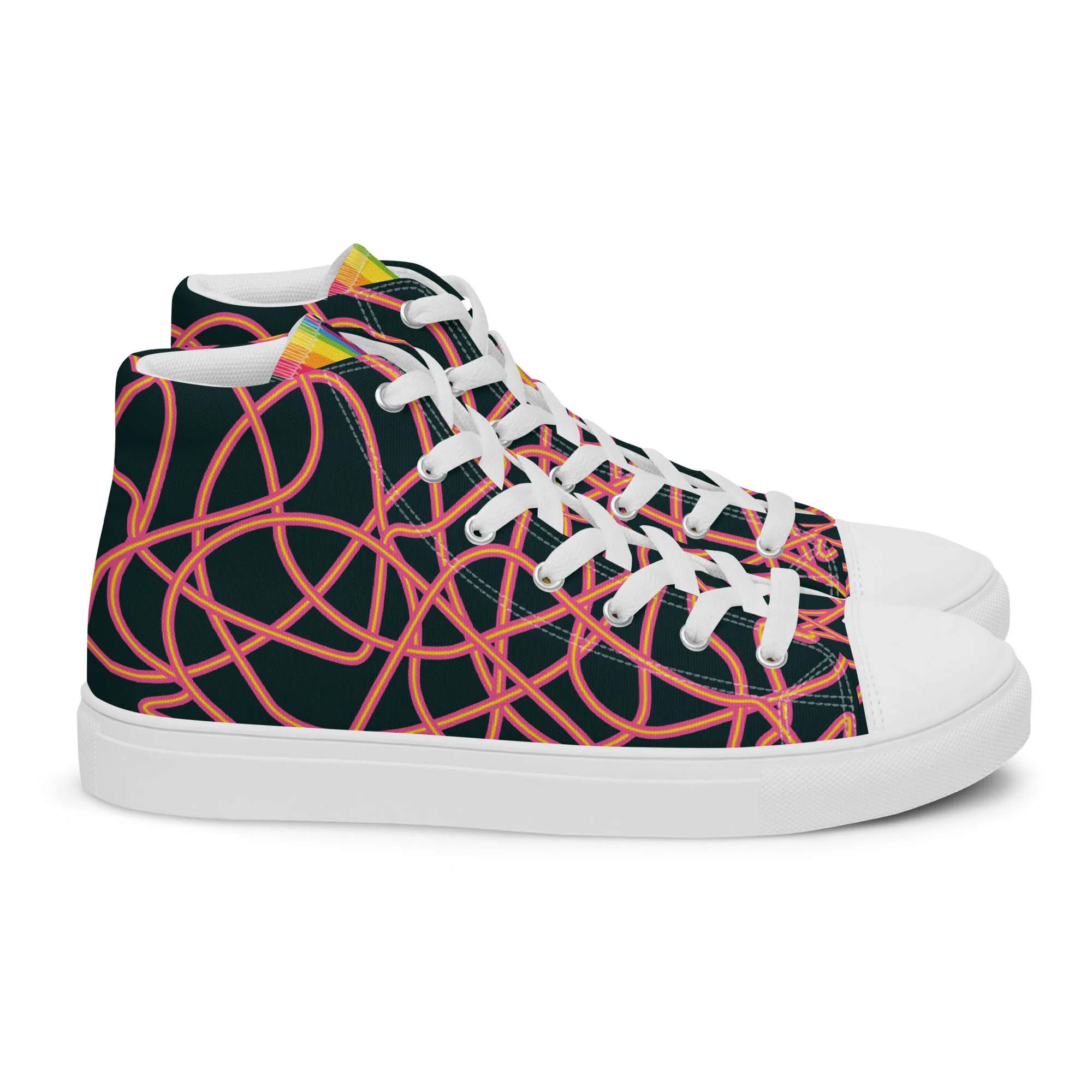 Pink Neon Squiggles High Top Trainers (female sizes)