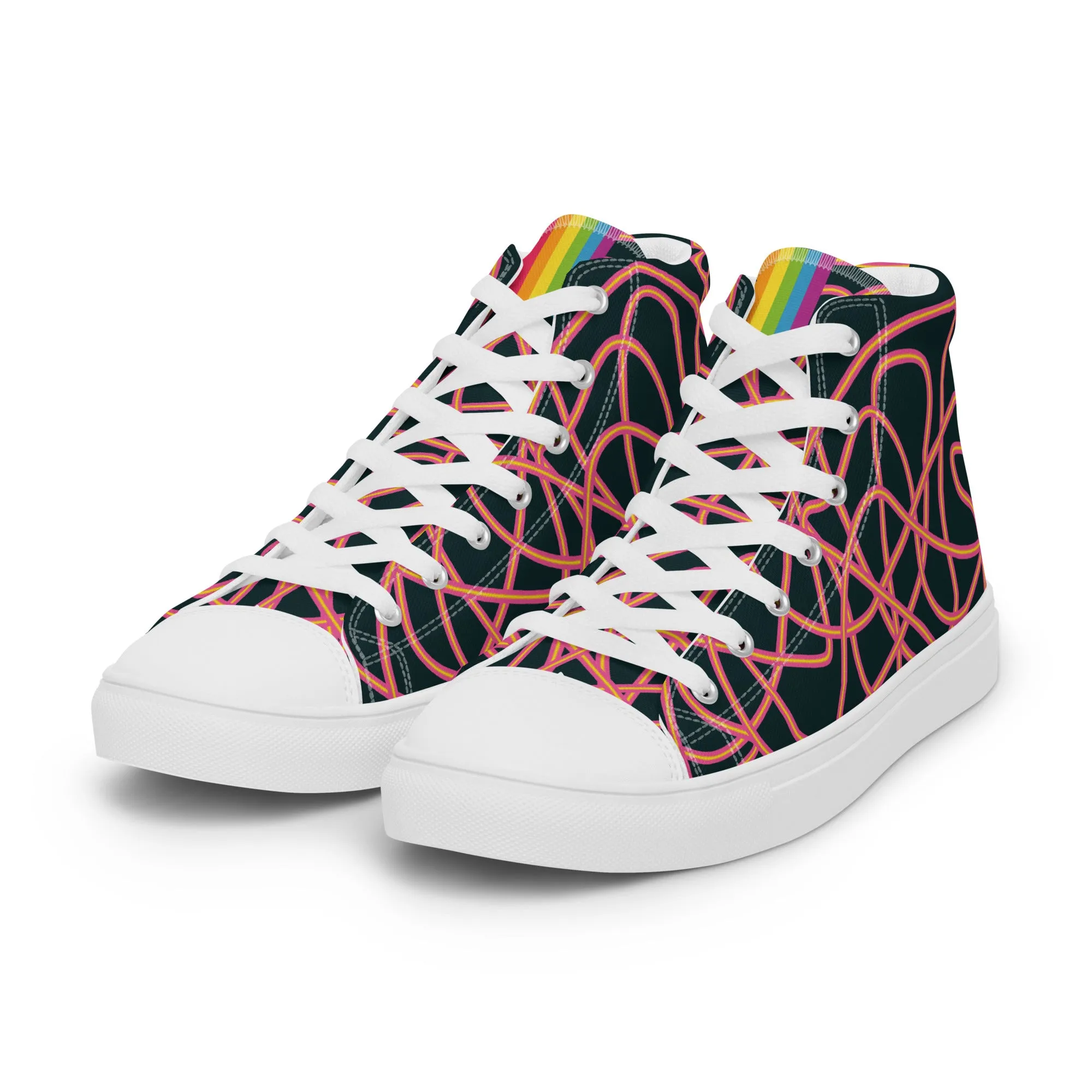 Pink Neon Squiggles High Top Trainers (female sizes)