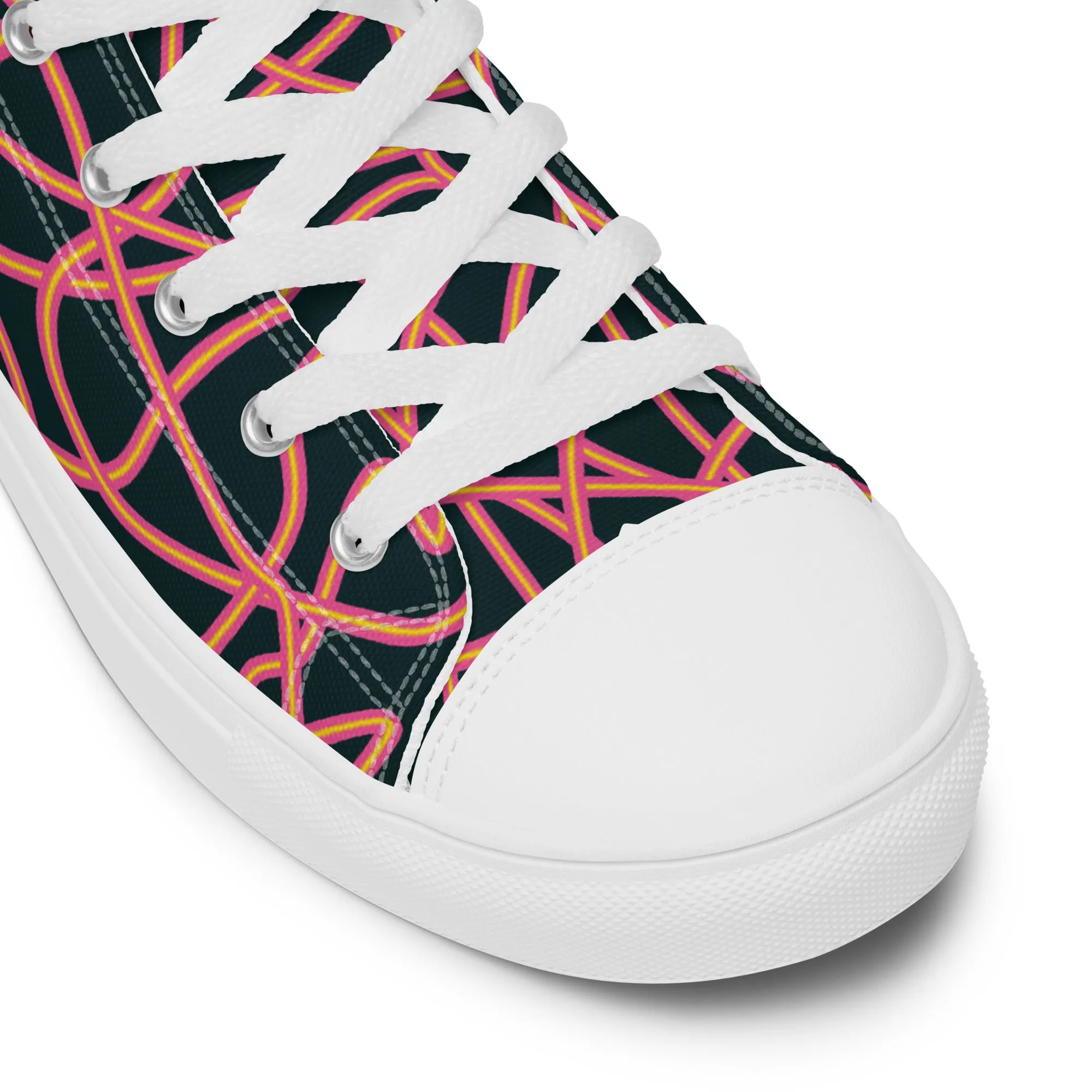 Pink Neon Squiggles High Top Trainers (female sizes)