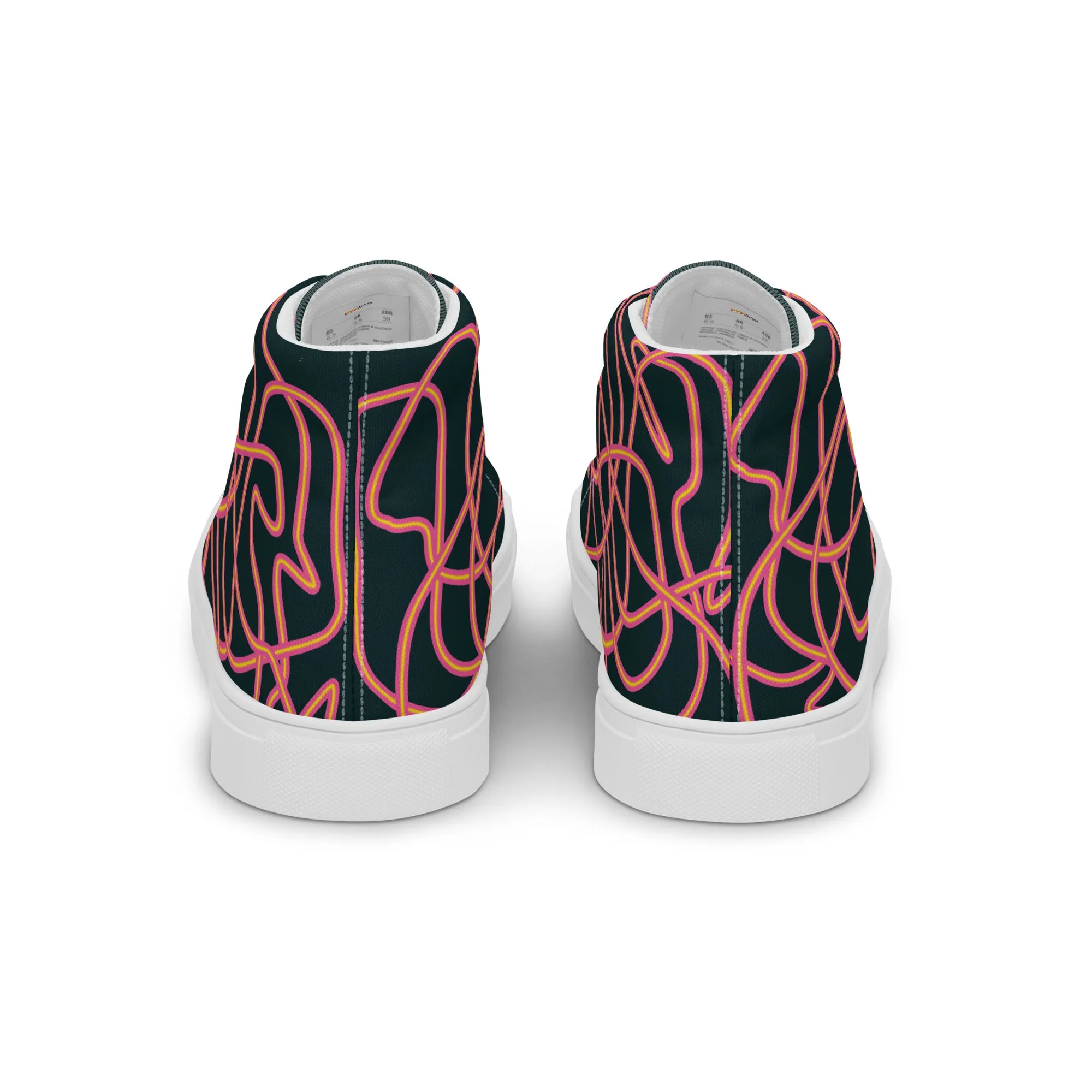 Pink Neon Squiggles High Top Trainers (female sizes)