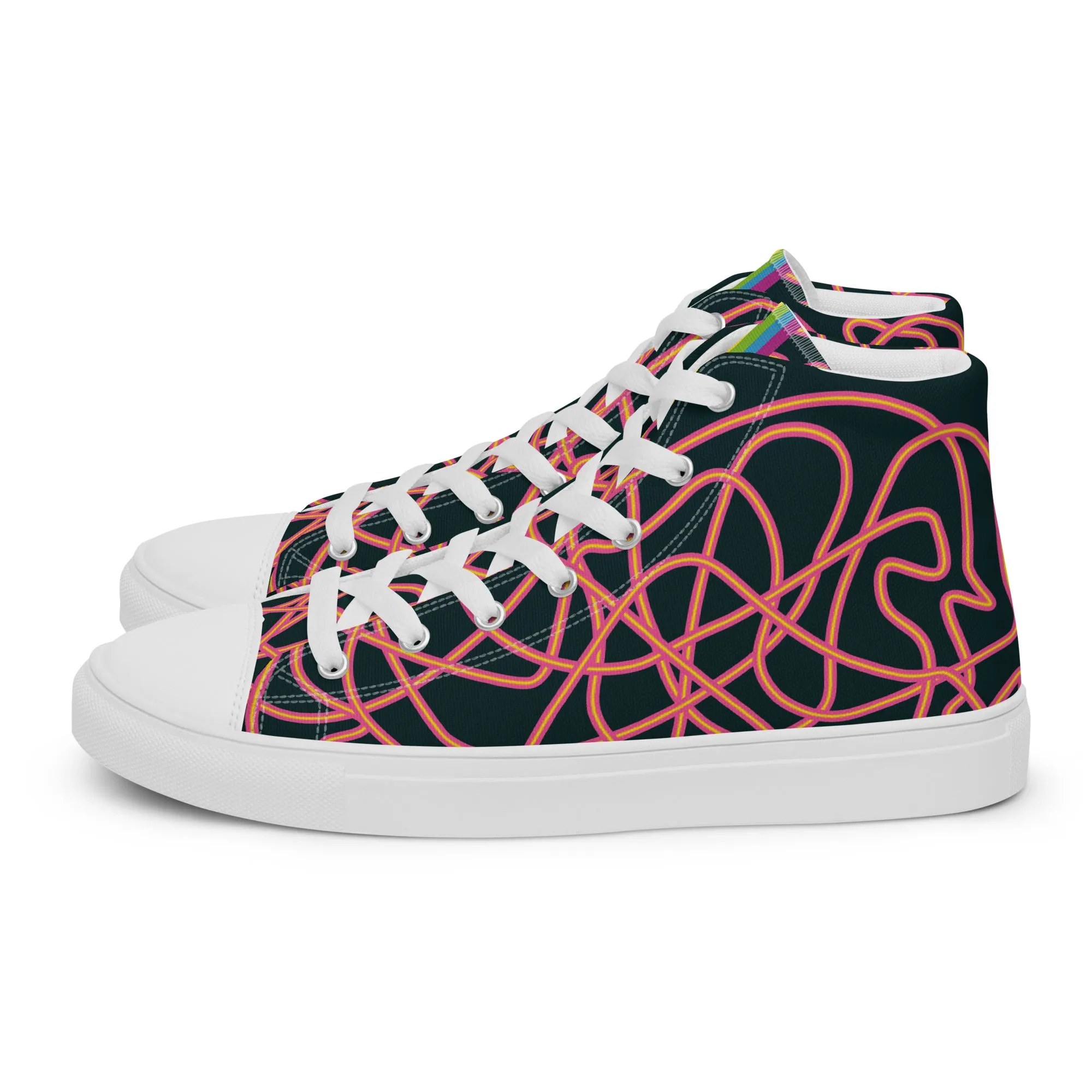 Pink Neon Squiggles High Top Trainers (female sizes)