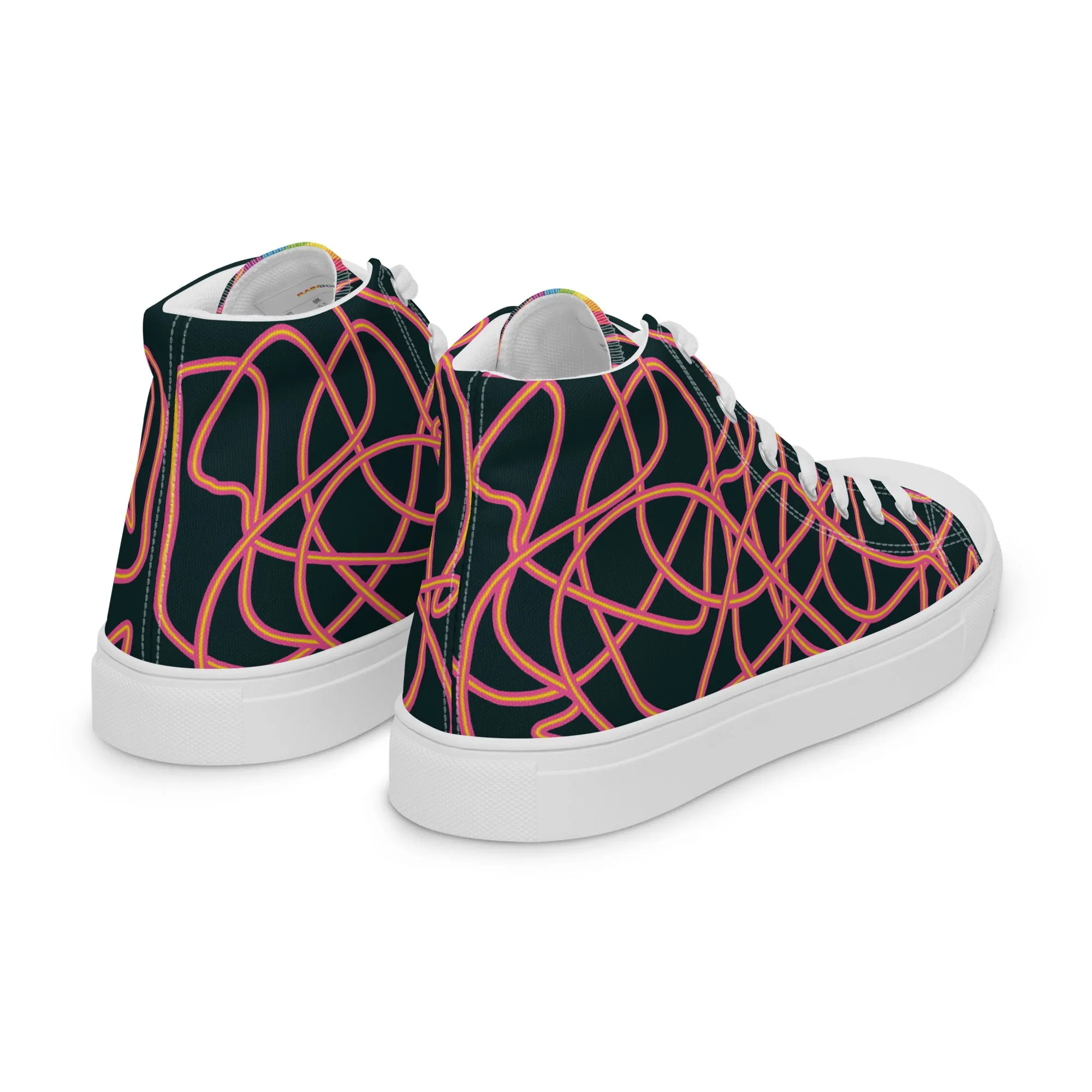 Pink Neon Squiggles High Top Trainers (female sizes)