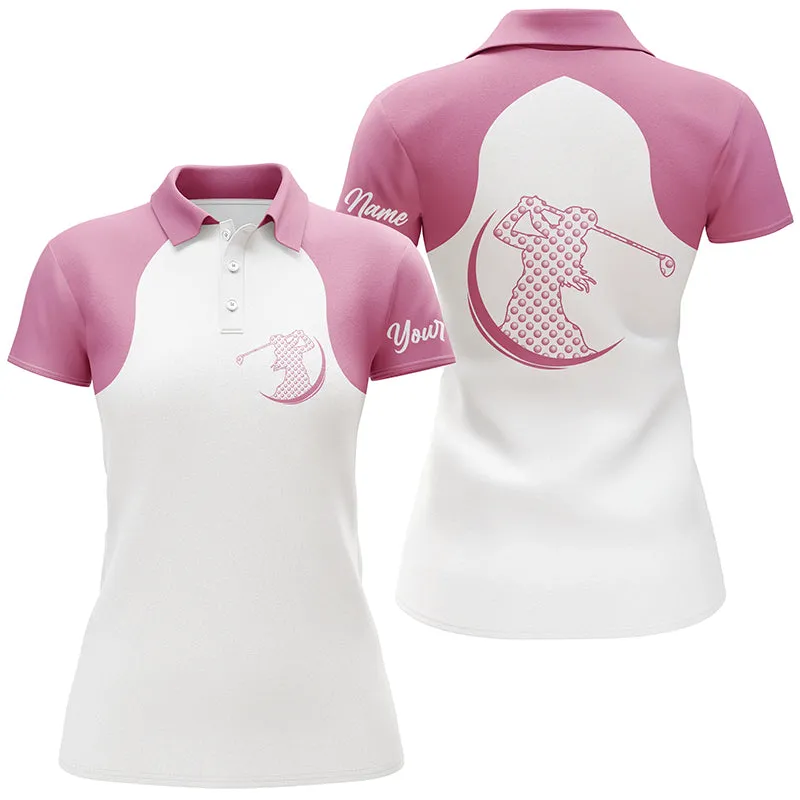 Pink Women Golf Polo Shirt Custom Name Golf Gifts For Women, Personalized Unique Golf Gifts