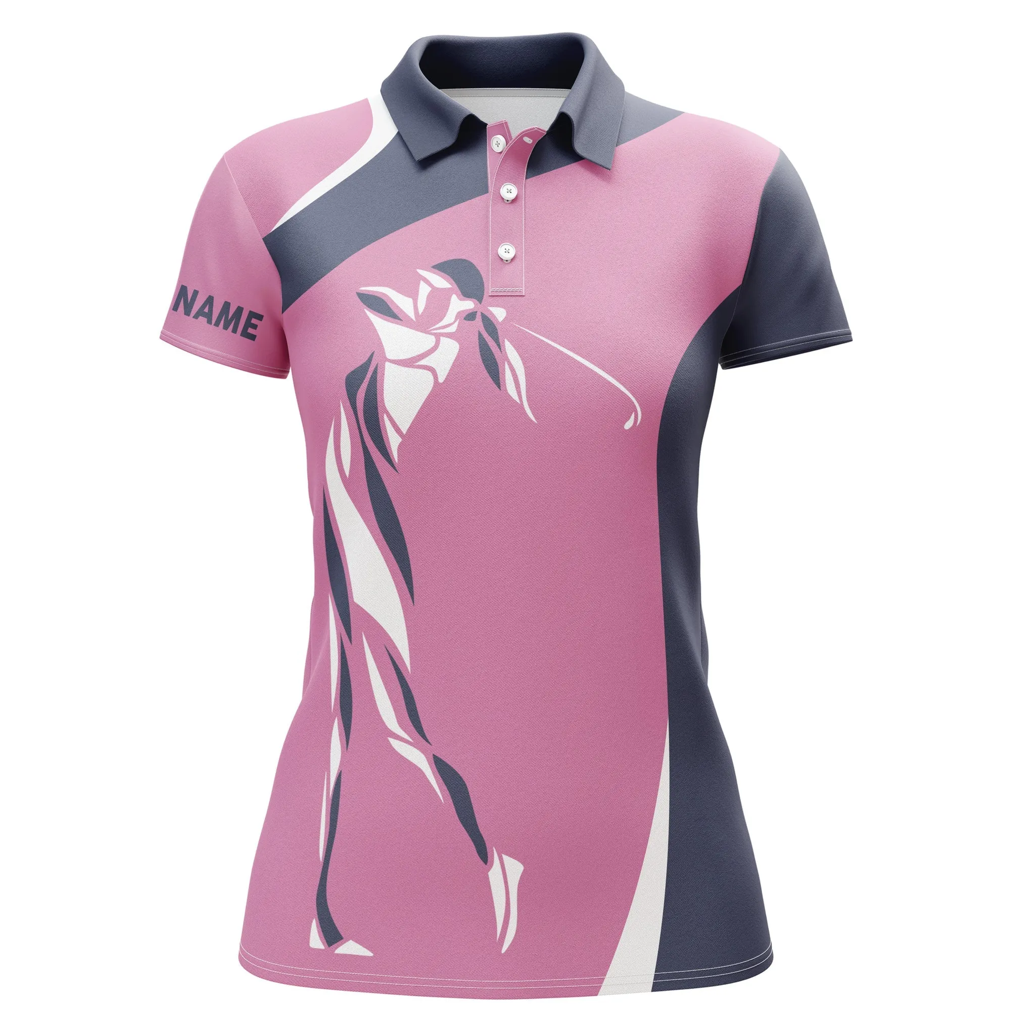 Pink Women Golf Polo Shirt Custom Name Golf Gifts For Women, Personalized Unique Golf Gifts