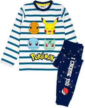 Pokemon Multi Character Unisex Kids White Long Sleeve Long Leg Pyjama Set