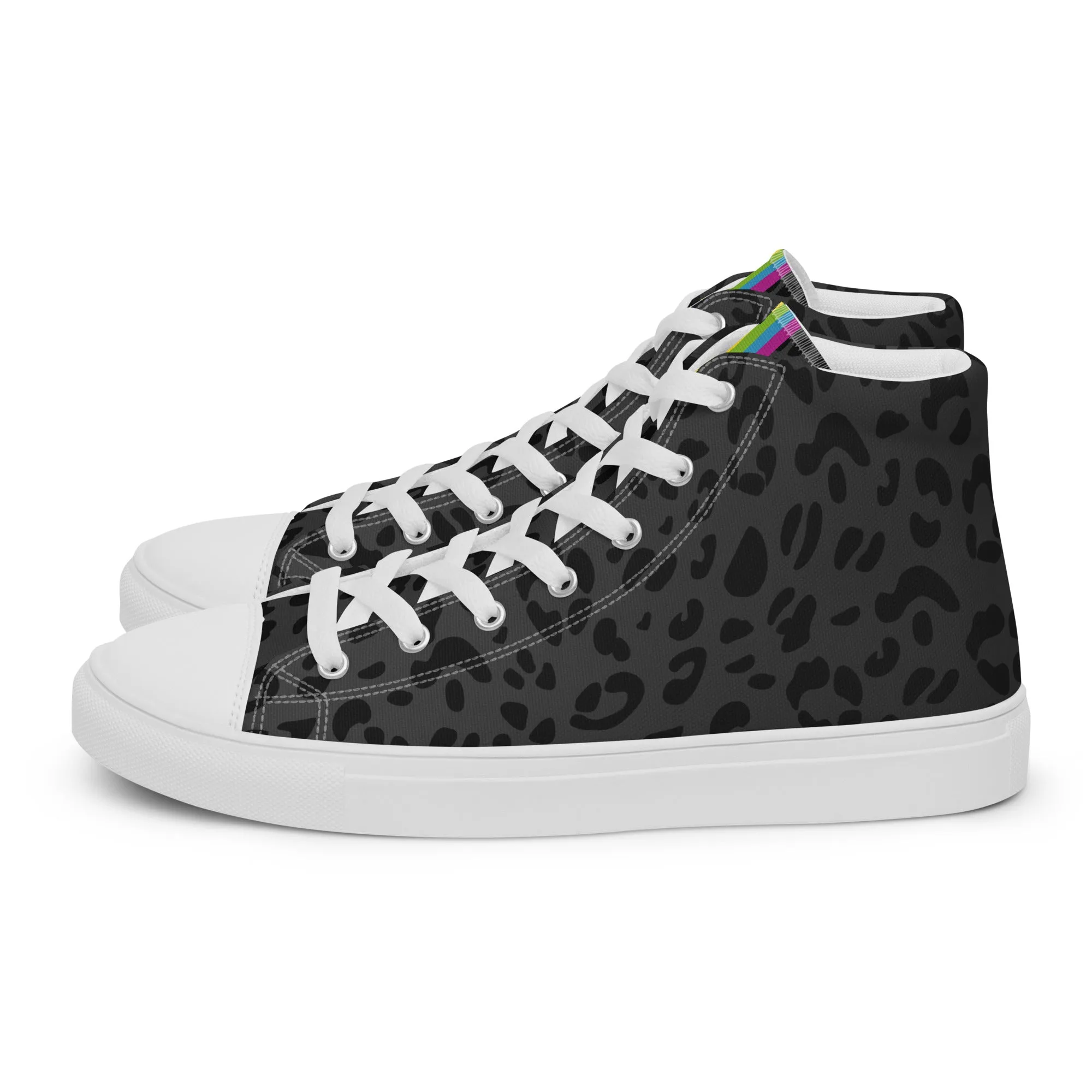 Rainbow Pride Flash Black Leopard High Top Trainers (female sizes)