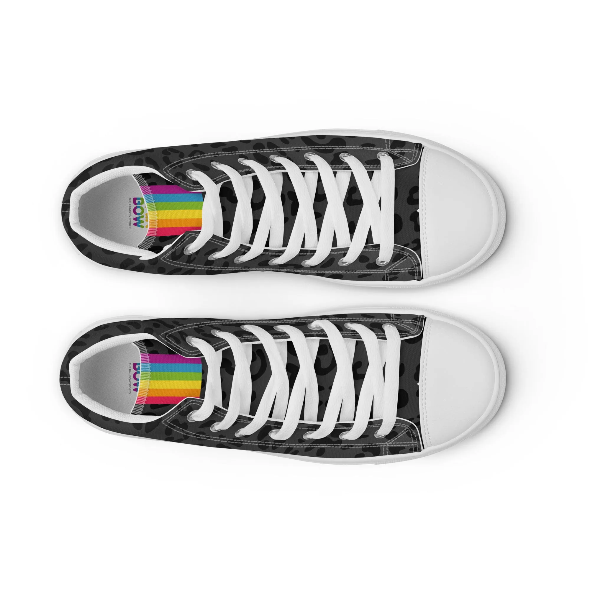 Rainbow Pride Flash Black Leopard High Top Trainers (female sizes)