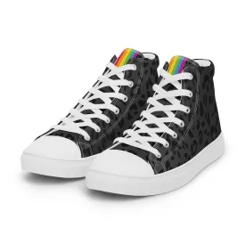 Rainbow Pride Flash Black Leopard High Top Trainers (female sizes)