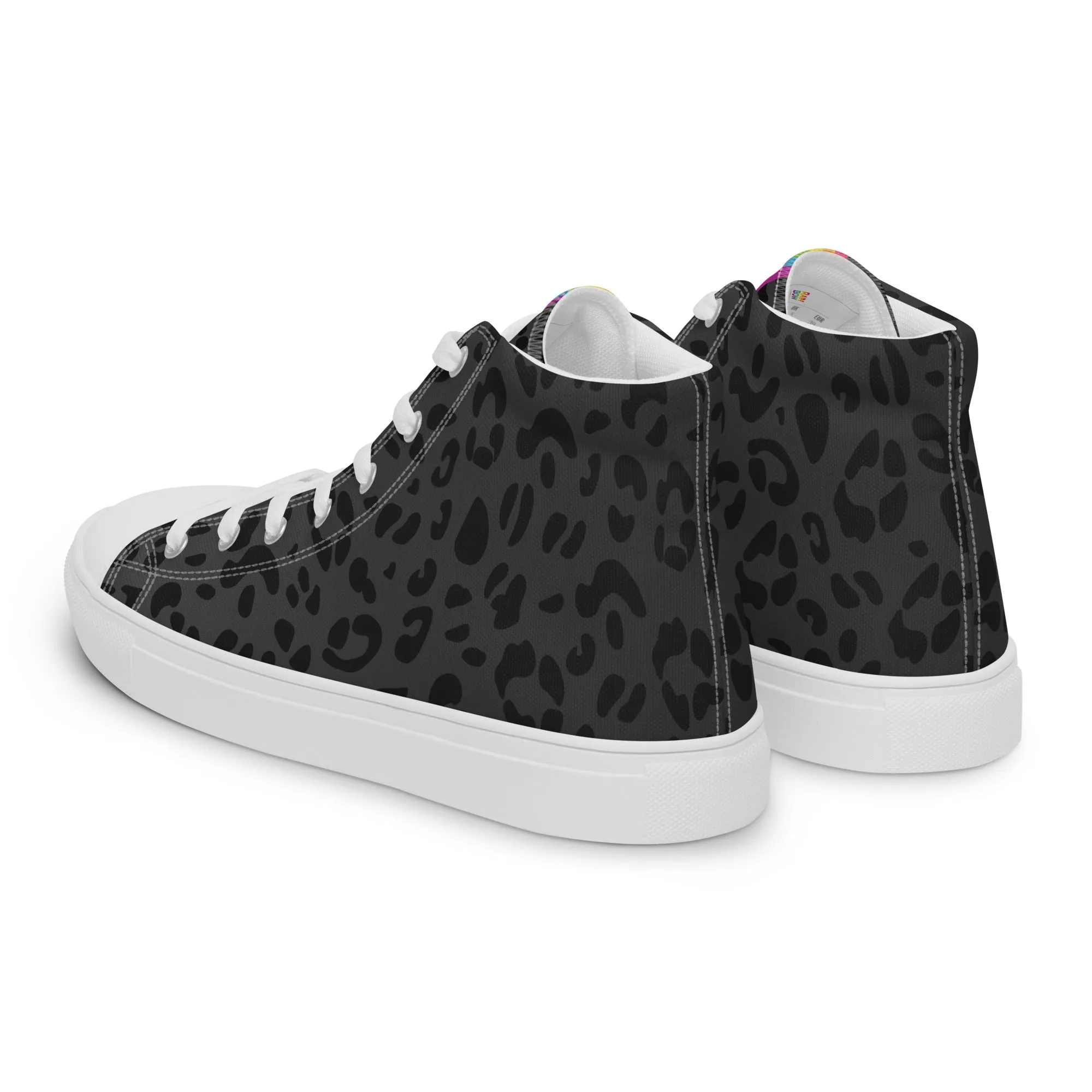 Rainbow Pride Flash Black Leopard High Top Trainers (female sizes)