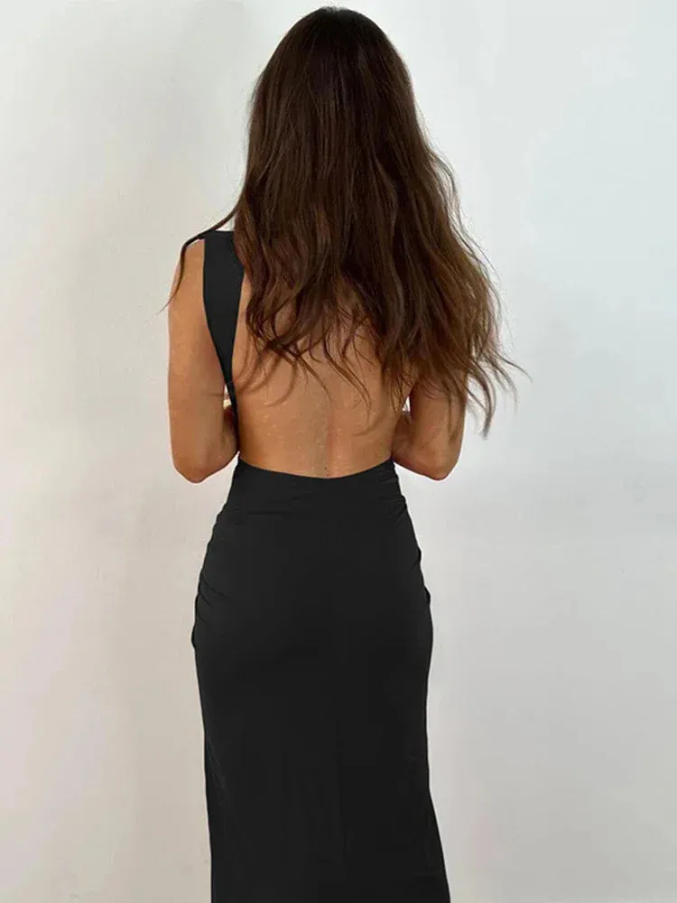 Sleeveless Maxi Elegant Backless Party Evening Slit 2024 Sexy Long Bodycon Dress