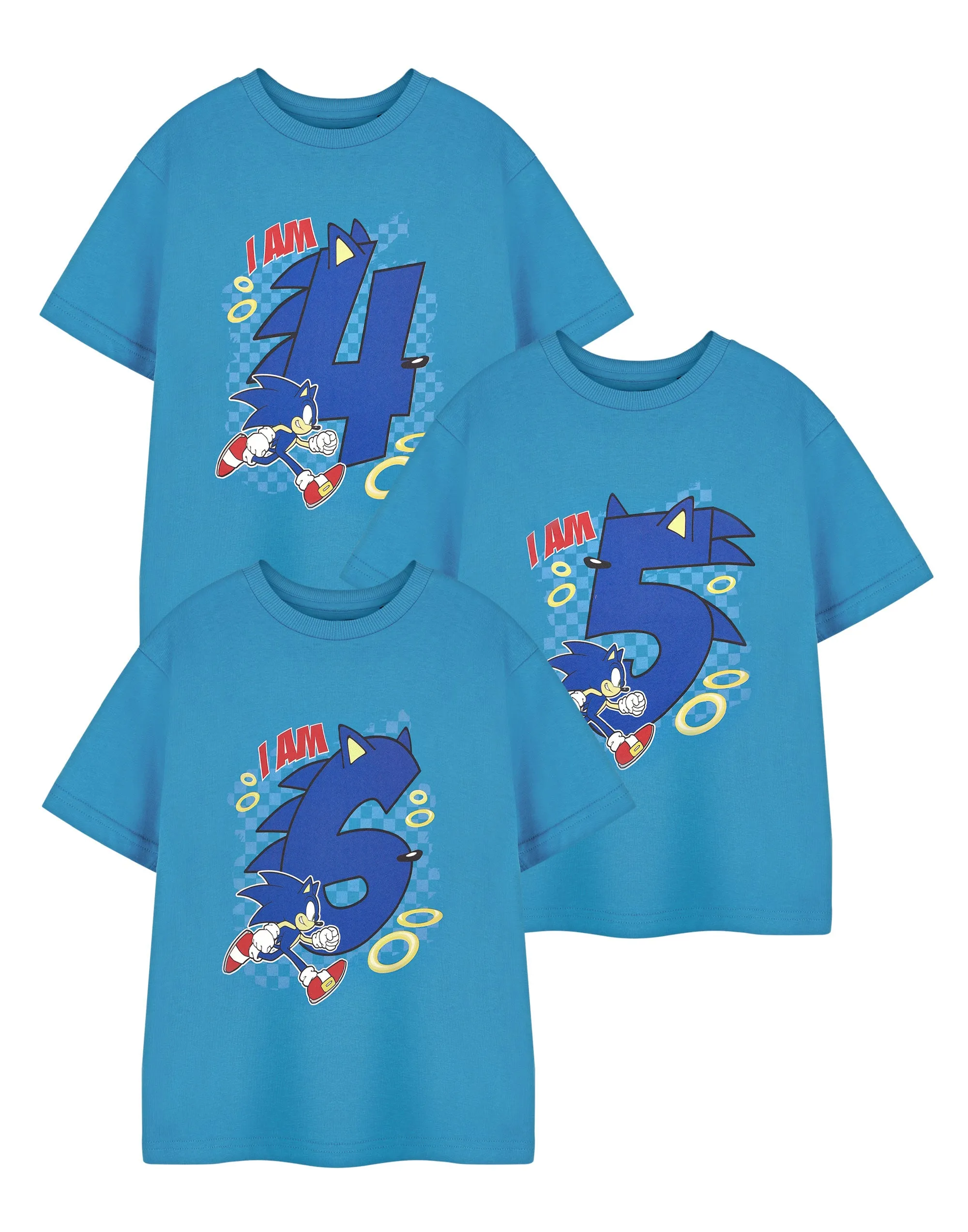 Sonic the Hedgehog Birthday Age Boys Blue T-Shirt