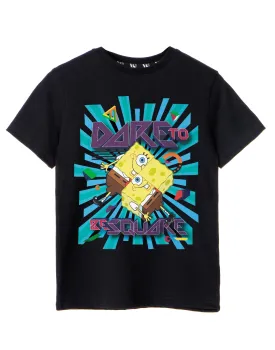 SpongeBob SquarePants Dare To Be Square Boys Black Short Sleeved T-Shirt