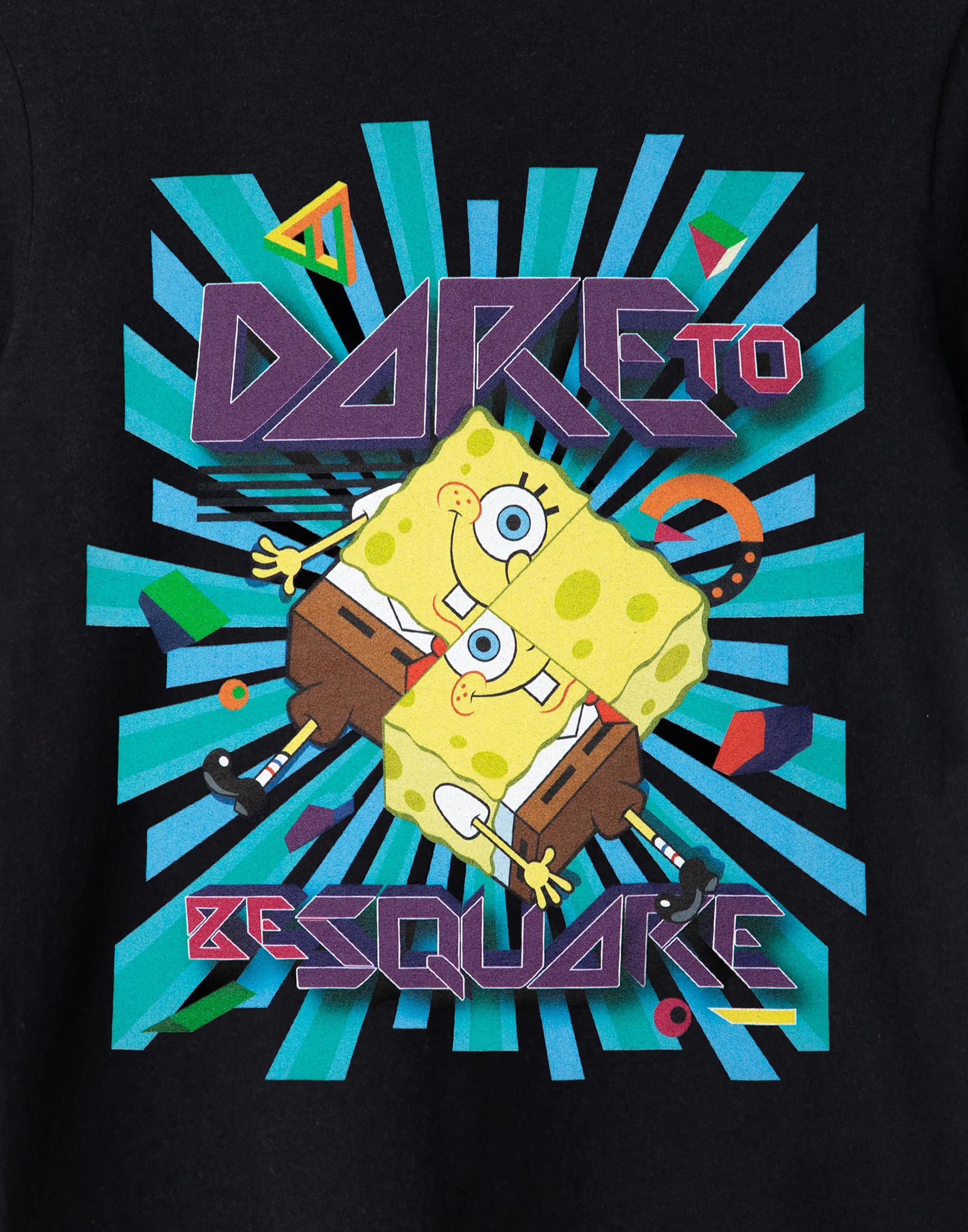 SpongeBob SquarePants Dare To Be Square Boys Black Short Sleeved T-Shirt