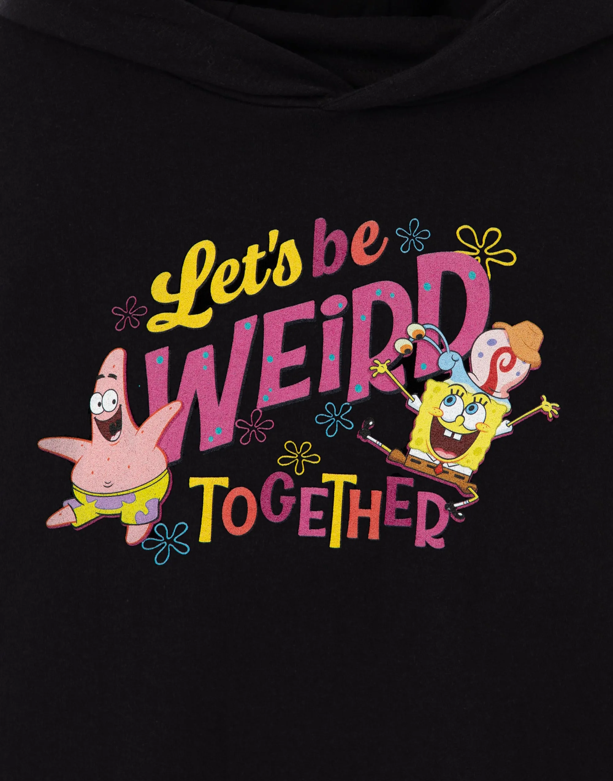 SpongeBob SquarePants Let's Be Weird Together Girls Black Hoodie