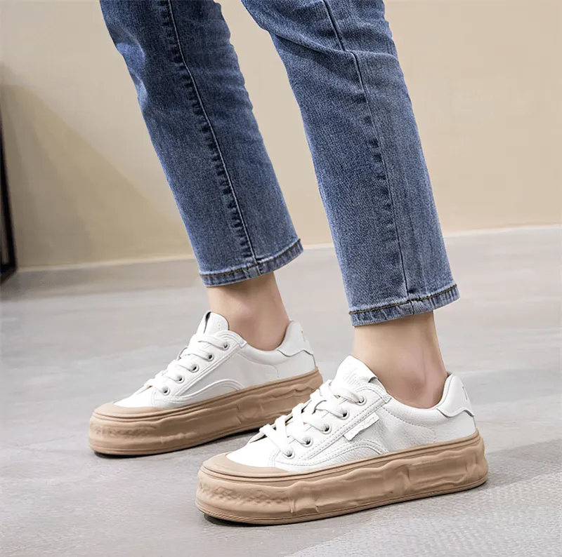 Sports Women's Round Toe Lace-Up Sneakers with Thick Sole - SF0972