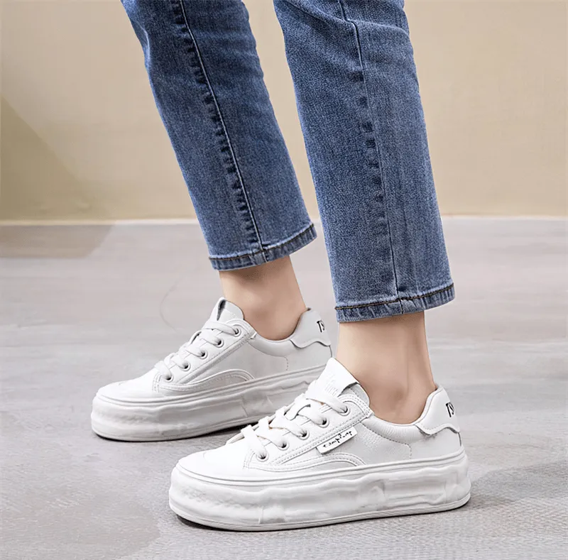 Sports Women's Round Toe Lace-Up Sneakers with Thick Sole - SF0972