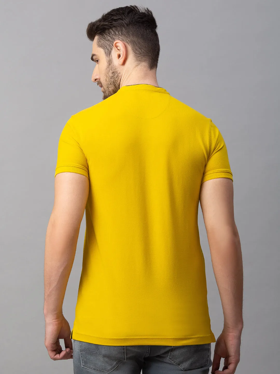 Spykar Men Yellow Cotton Slim Fit M and arin T-Shirt