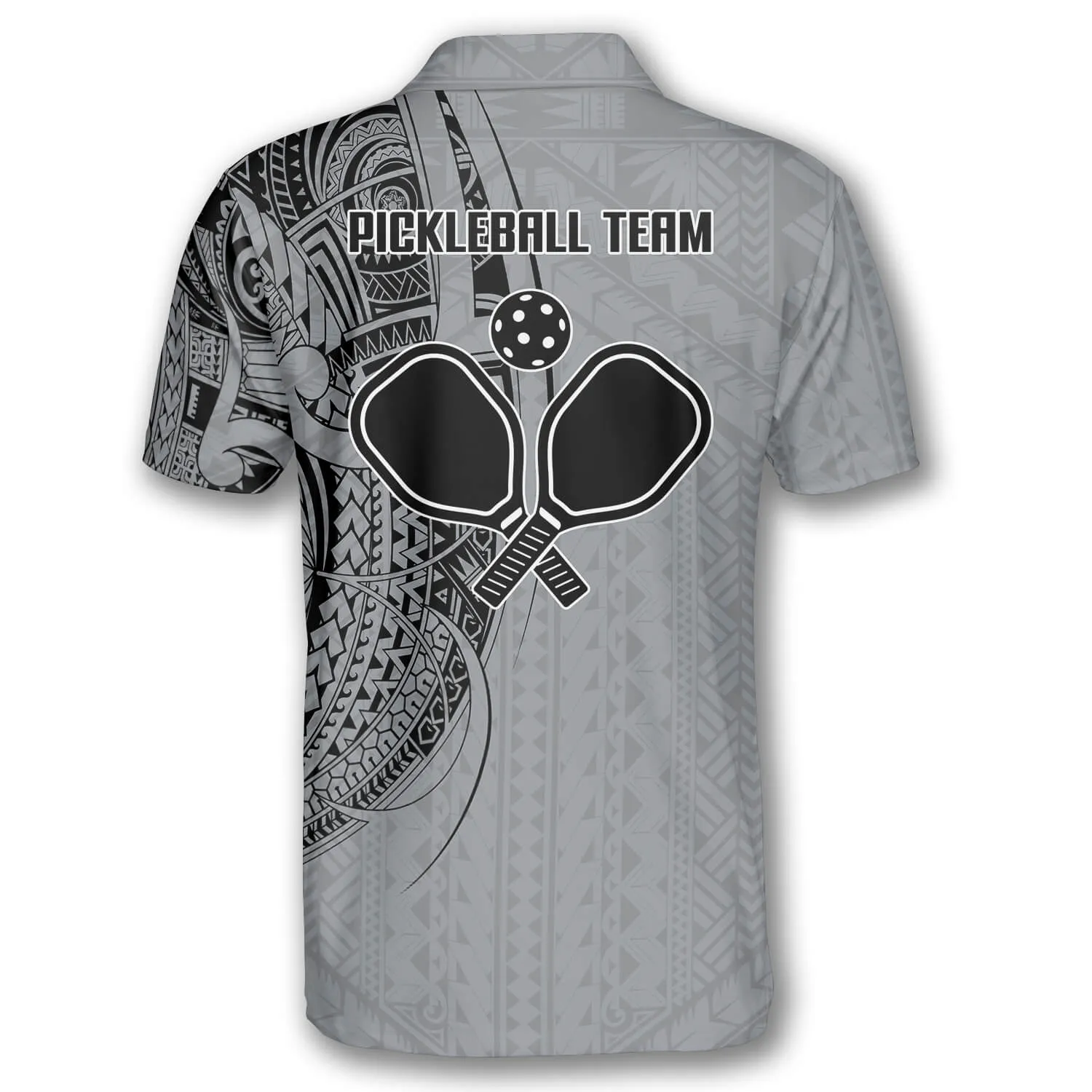 Strike Grey Tribal Tattoo Custom Pickleball Shirts for Men