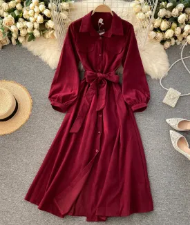 Stylish A line long sleeve dress   S106