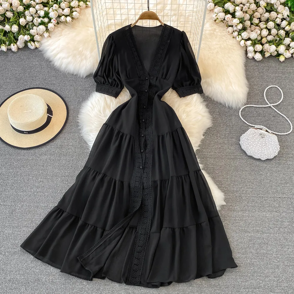 Stylish v neck chiffon lace dress fashion dress     S181