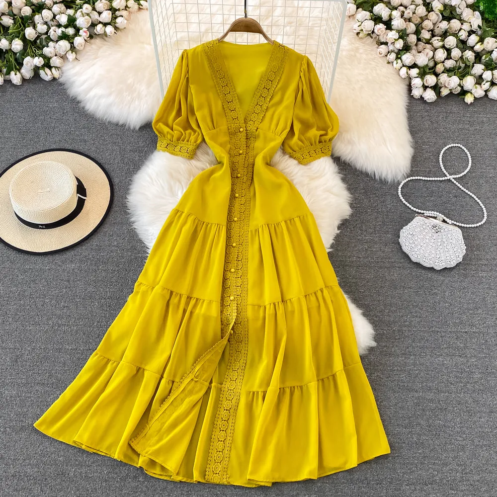 Stylish v neck chiffon lace dress fashion dress     S181