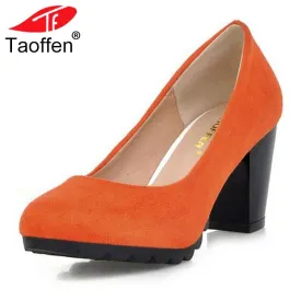 TAOFFEN Ladies High Heel Shoes Gladiator Shoes Women Platform Square Heeled Footwear High Heels Pumps Shoes Size 34-43 PA00904