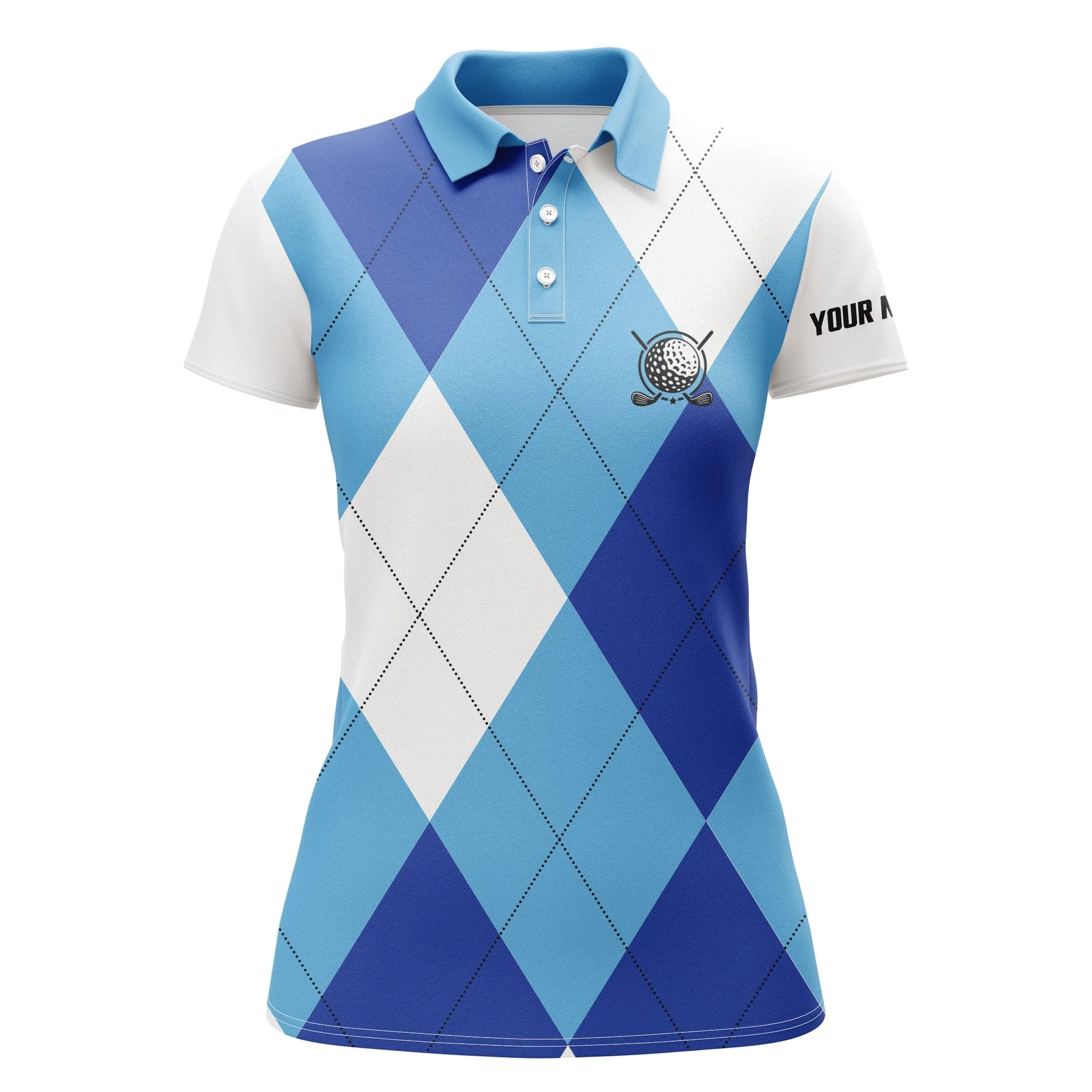 Women Golf Polos Shirts Custom Name Multicolor And White Golf Pattern, Personalized Golf Gifts