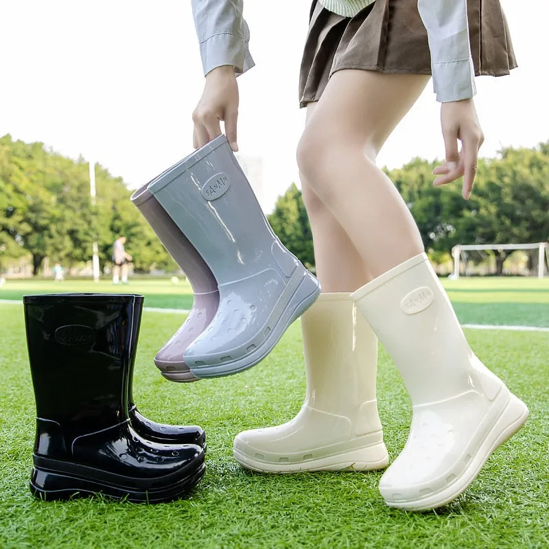 Women Rainboots Outdoor Waterproof Boating Shoes Non-slip Summer Rain Boots - WRB50118