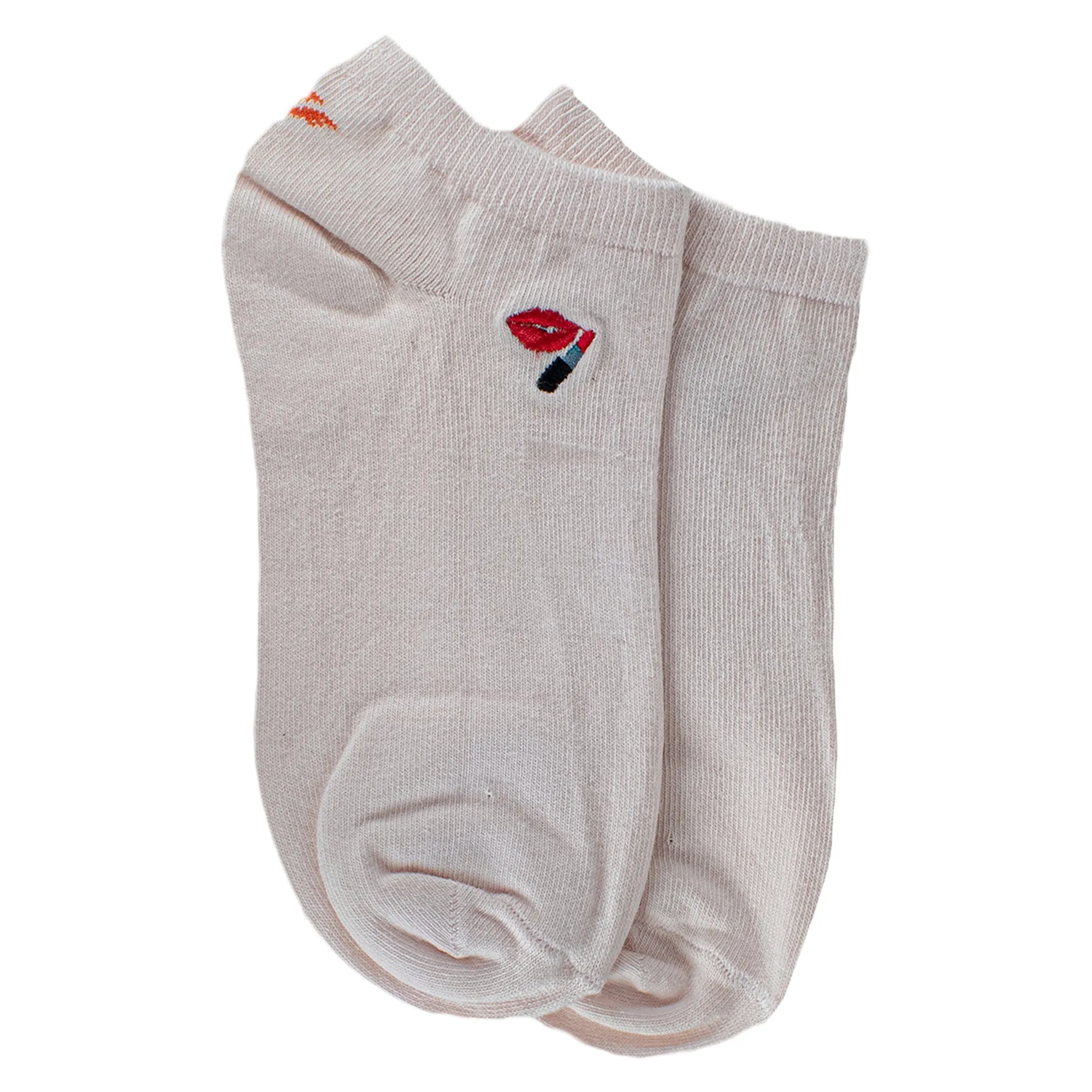 Women's Low Ankle Antibacterial Cotton socks with Embroidery Plain - YW-W1-6002